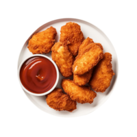 chicken nuggets with ketchup on a plate,AI Generative png