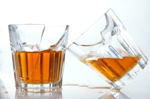 a group of glasses with different types of drinks photo