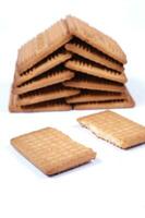 a pile of biscuits on a white background photo
