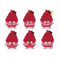 Cartoon character of ice cream raspberry cup with what expression vector