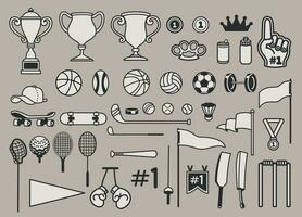 Set of Various Sport Equipment Object Collection vector