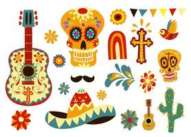 conjunto de día de el muerto ornamento diseño vector