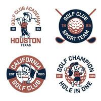 Set of Golf Sport Logo Mascot set in Vintage Retro Style vector