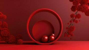 Red Chinese Lunar New Year background AI generated photo