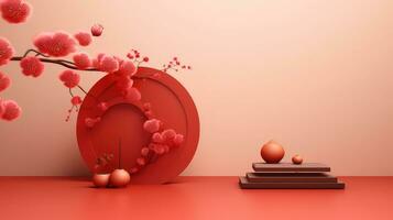 Red Chinese Lunar New Year background AI generated photo