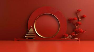 rojo chino lunar nuevo año antecedentes ai generado foto