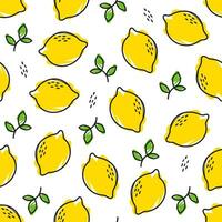 Seamless fresh yellow lemon pattern design, hand drawn lemon pattern template vector