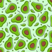 Seamless simple flat avocado fruit pattern design, hand drawn avocado fruit pattern with outlined style vector