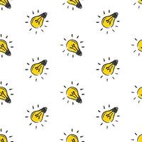 simple light bulb seamless pattern design in hand drawn style vector