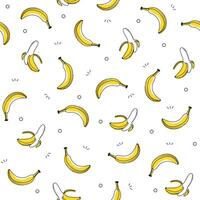 Seamless yellow banana pattern design, hand drawn banana pattern template vector