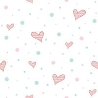 simple cute heart and dots seamless pattern design, polka dots and heart shape background vector