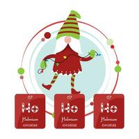 Ho Ho Ho Navidad fiesta duende Ciencias temática vector ilustración gráfico