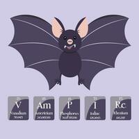 Science themed vampire bat vector illustration graphic