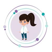 Female physicist chibi scientist vector illustration graphic icon