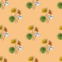 Flower flat style seamless pattern, vector design,