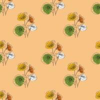 Flower flat style seamless pattern, vector design,