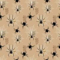 Flat spider vector art illustration, textile vector pattern