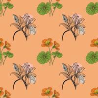 Flower flat style seamless pattern, vector design,