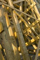 a wooden structure is being built photo