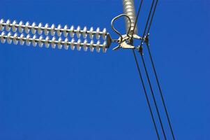 a close up of a power line with wires attached photo