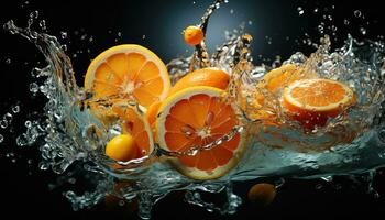 orange slice in water AI generated photo