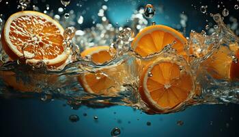 orange slice in water AI generated photo