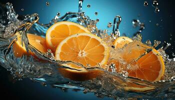 orange slice in water AI generated photo