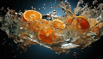 orange slice in water AI generated photo