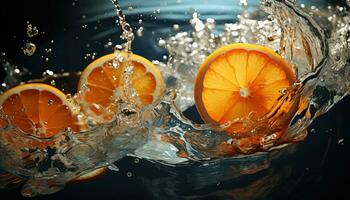 orange slice in water AI generated photo