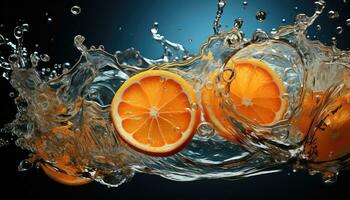 orange slice in water AI generated photo