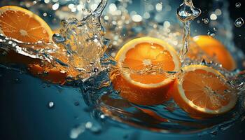 orange slice in water AI generated photo