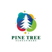 Colorful Pine Tree logo design vector. Creative Pine Tree logo concepts template vector