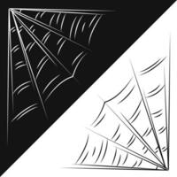 pequeño conjunto con araña web como un símbolo de Víspera de Todos los Santos. negro y blanco garabatear vector ilustración.