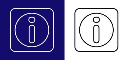 Icon with information sign. Available in two colors blue, white and white, black. vector