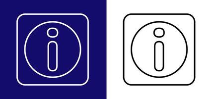 Icon with information sign. Available in two colors blue, white and white, black. vector