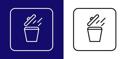 An icon indicating a place for garbage. Available in two colors blue, white and white, black. vector