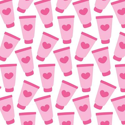 tube cream heart cosmetics pink pattern textile