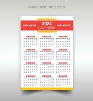 Wall Calendar Design for 2024. simple, clean, and elegant design Calendar for 2024, 2024 wall calendar template design, New year Wall calendar 2024. vector