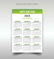 Wall Calendar Design for 2024. simple, clean, and elegant design Calendar for 2024, 2024 wall calendar template design, New year Wall calendar 2024. vector