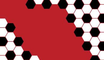 Soccer ball on red background Football net pattern Honeycomb cells hexagon pattern. vector