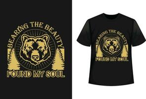 Bearing the beauty found my soul bear vintage fishing t shirt design vector