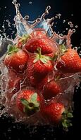 Strawberry slice in water AI generated photo