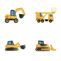 Construction machine icons set cartoon vector. Construction work vector