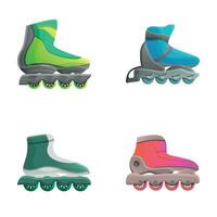 Roller skate icons set cartoon vector. Colored roller skate shoes vector