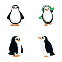 bebé pingüino íconos conjunto dibujos animados vector. linda pequeño pingüino vector