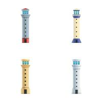 Lighthouse icons set cartoon vector. Various lighthouse tower vector