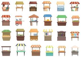 Crafts marketplace icons set cartoon vector. Street market vector