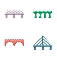 Bridge icons set cartoon vector. Various type of bridge vector