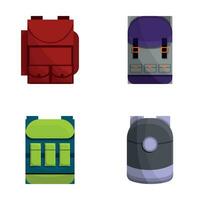 Backpack icons set cartoon vector. Various backpack vector