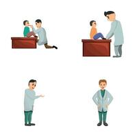 Medical checkup icons set cartoon vector. Doctor examining patient vector